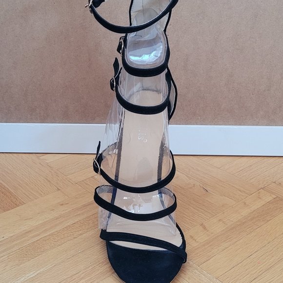 Black Multi-Strap Tied Ankle-Strap Classic High-Heeled Sandals - US 7 - Picture 4 of 6